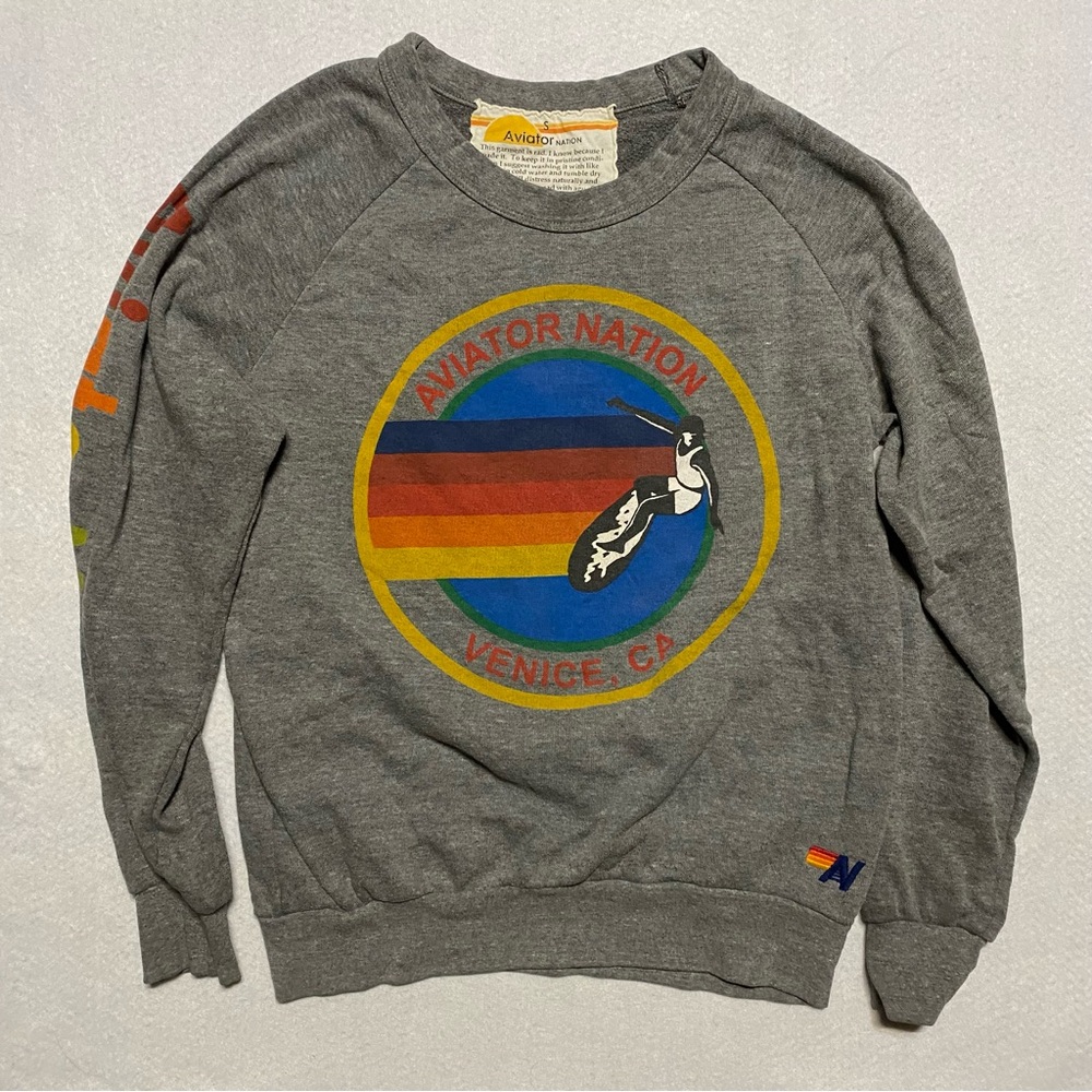 Aviator Nation Crewneck Venice Beach Surf Sweatshirt Small